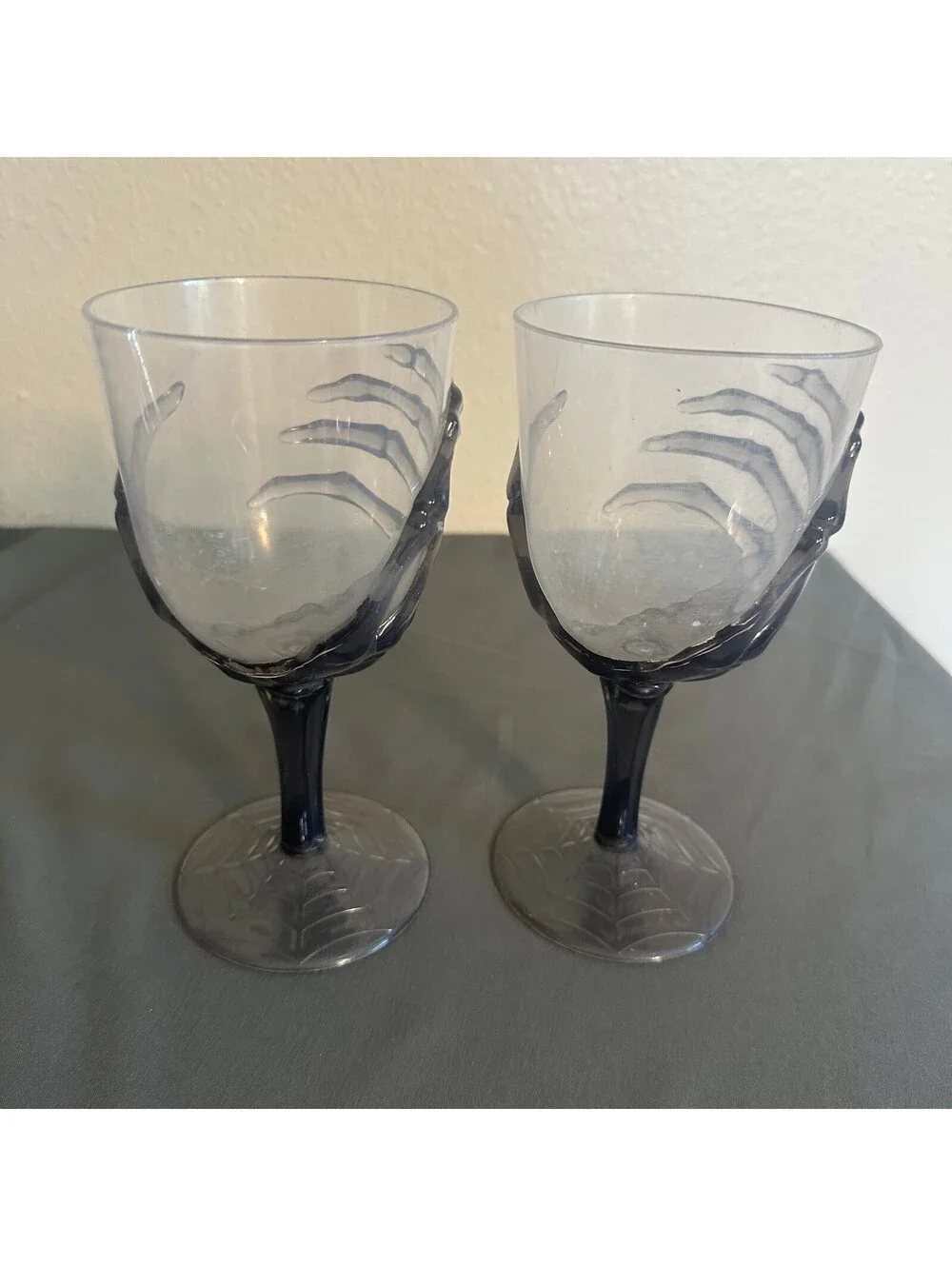 Clouded Halloween Skeleton Hand Wine Glass 2 Pack